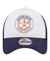 New Era Men's White/Navy Houston Astros Spring Training Circle Foam A-Frame 9FORTY Trucker Adjustable Hat