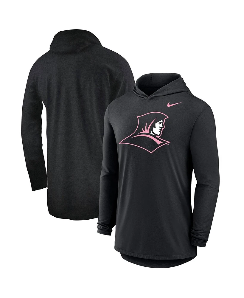 Nike Men's Black Providence Friars Pink Out Tri-Blend Performance Long Sleeve Hooded T-Shirt