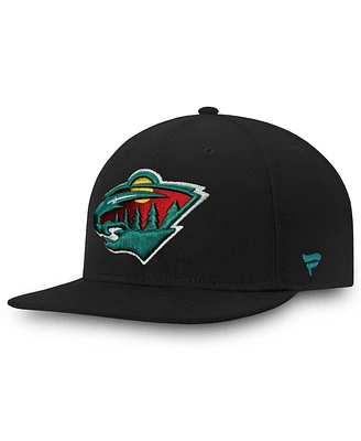 Fanatics Men's Black Minnesota Wild Core Fitted Hat