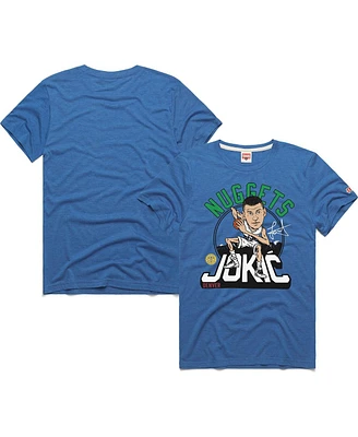 Homage Men's and Women's Nikola Jokic Blue Denver Nuggets 2024/25 City Edition Caricature Tri-Blend T-Shirt