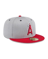 New Era Men's Gray/Red Los Angeles Angels 2025 Batting Practice 59FIFTY Fitted Hat