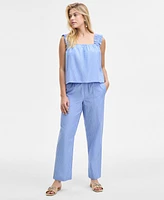On 34th Women's Ruched-Strap Striped Tank, Exclusively at Macy's