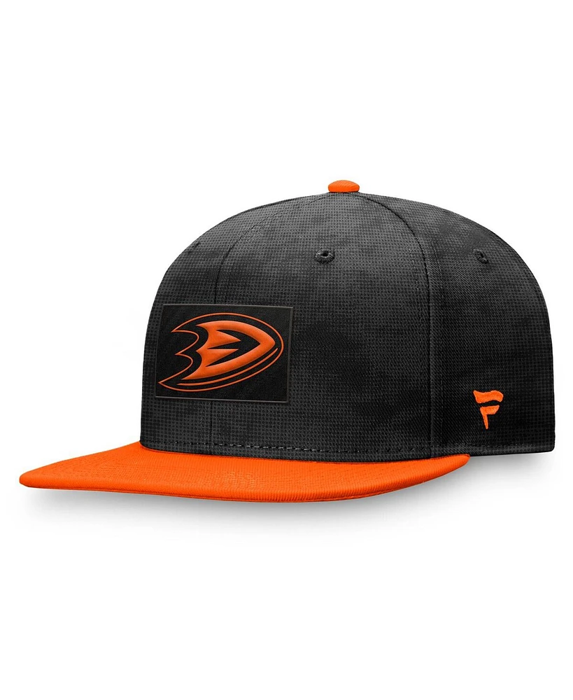 Fanatics Men's Black/Orange Anaheim Ducks Authentic Pro Rink Snapback Hat