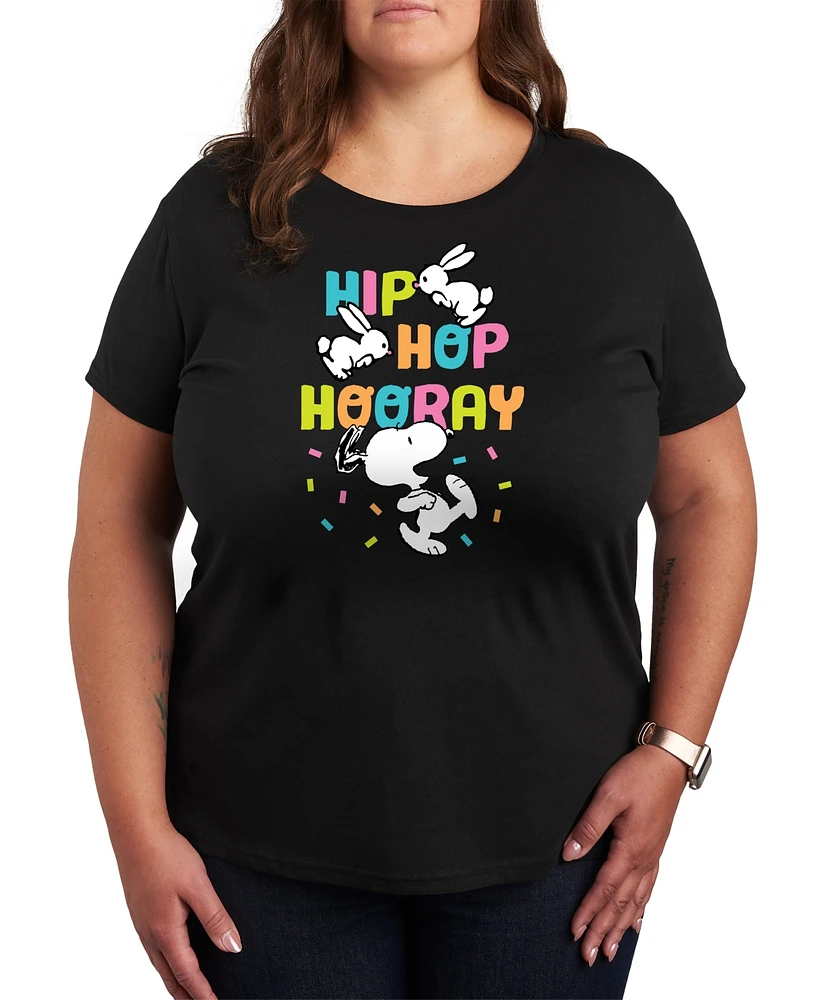 Hybrid Apparel Trendy Plus Peanuts Hip Hop Hooray Easter Graphic Crew Neck T-Shirt