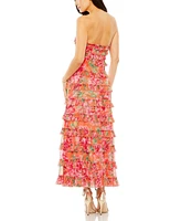 Women's Strapless Micro Ruffle Dress