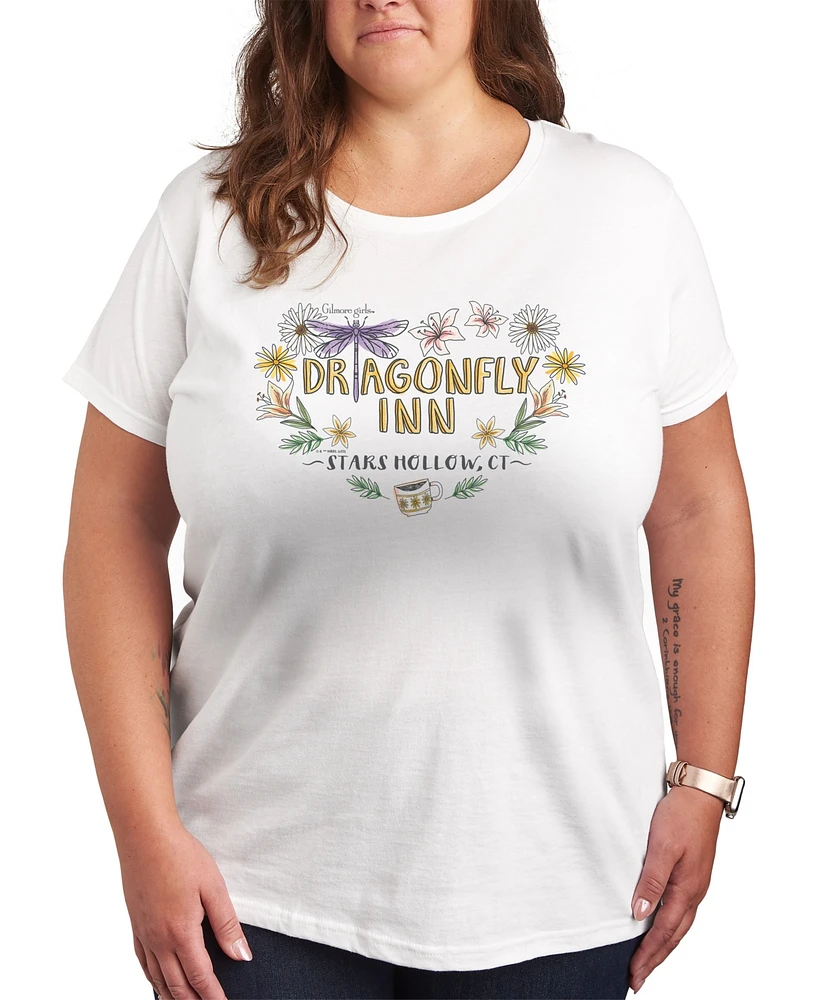 Hybrid Apparel Trendy Plus Gilmore Girls Dragonfly Inn Graphic Crew Neck T-Shirt