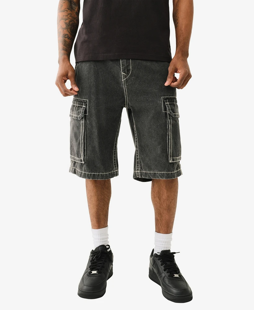 True Religion Men's Big T Vinny Cargo Denim Shorts