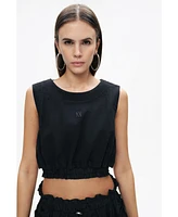 Nocturne Women's Crop Top with Printed Detail
