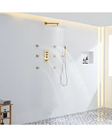Luxury Rainfall Shower Head with Thermostatic Handle - Child-Safe & Adjustable Temperature Control