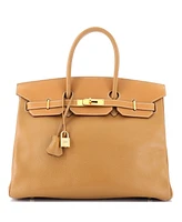 Pre-Owned Hermes Birkin 35 Handbag Brown Ardennes with Gold Hardware