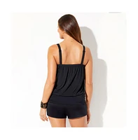 Swimsuits for All Plus Bandeau Blouson Tankini Top