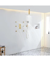 High-Pressure Thermostatic Shower System - 3-Function Handheld & Rainfall Shower Head Combo