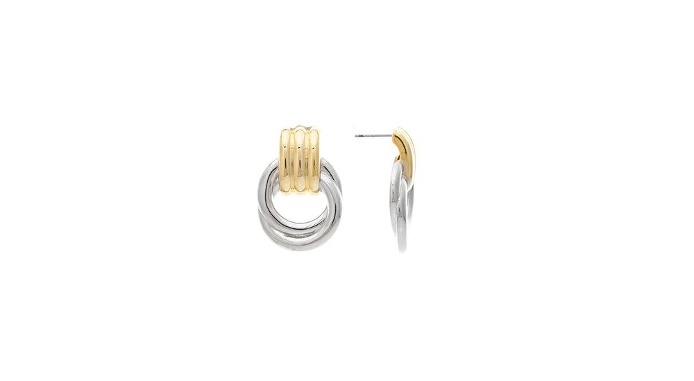 Rivka Friedman Mixed Metal Front Facing Hoop Earring