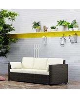 Outsunny Three-Seater Outdoor Wicker Patio Furniture