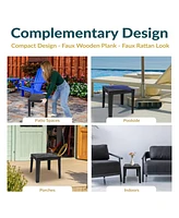 Square Patio Side Table - 16.75" Outdoor End Table - Weather-Resistant - Set of
