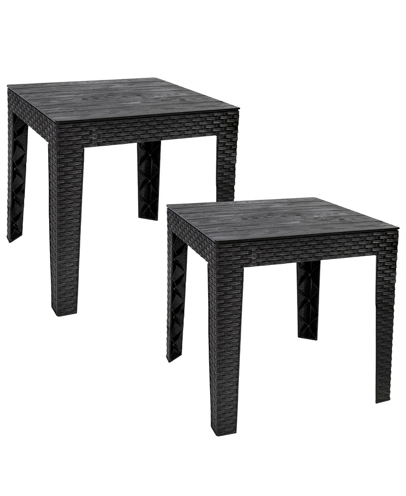 Square Patio Side Table - 16.75" Outdoor End Table - Weather-Resistant - Set of