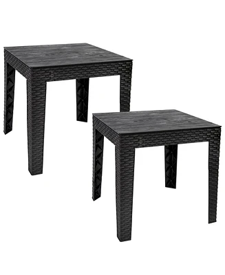 Square Patio Side Table - 16.75" Outdoor End Table - Weather-Resistant - Set of