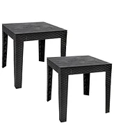 Square Patio Side Table - 16.75" Outdoor End Table - Weather-Resistant - Set of