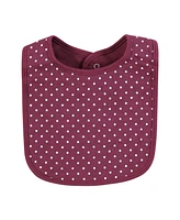 Hudson Baby Infant Girl Cotton Bibs, Plum Wildflower, One Size