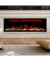 Smart 50" Wall-Mounted Electric Fireplace with Realistic Flame Effects, Dual Heating, and Alexa Compatibility