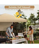 Yescom 6x4Ft Canopy Replacement Top Gazebo Cover with Half Sun Wall for Core Equipment 40146 Pop Up Outdoor Bbq Beige