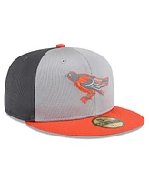 New Era Men's Gray/Orange Baltimore Orioles 2025 Batting Practice 59FIFTY Fitted Hat