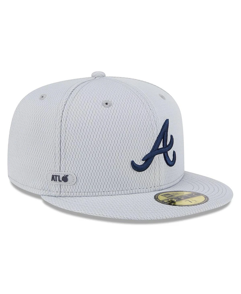 New Era Men's Gray Atlanta Braves 2025 Mlb Clubhouse 59FIFTY Fitted Hat