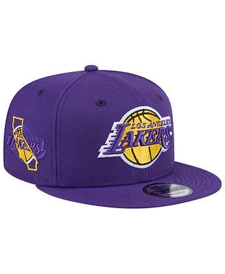 New Era Men's Purple Los Angeles Lakers Injection State Outline 9FIFTY Snapback Hat