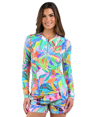 La Blanca Women's Tropi-Flage Half-Zip Rash Guard