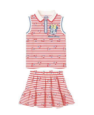 Disney Toddler and Little Girls 2-Piece Minnie Pique Cvc Top Skirt Set