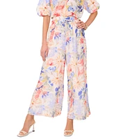 Vince Camuto Women's Floral-Printed Angled-Hem Wide-Leg Pants