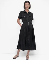 Dkny Women's Zip-Front Tech Midi Skirt