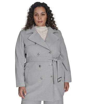 Calvin Klein Plus Double-Breasted Belted Trench Coat