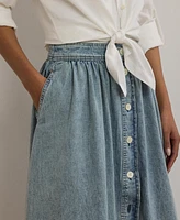 Lauren Ralph Lauren Women's Button-Front Denim Skirt