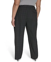 Calvin Klein Plus Windowpane Print Wide Leg Pants