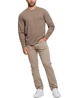 Guess Men's Relaxed Fit Linear Textured Long Sleeve Crewneck T-Shirt