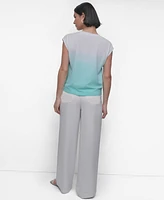 Dkny Women's Sleeveless Ombre Tie-Front Blouse