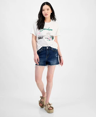 Indigo Rein Juniors' Frayed-Hem Destructed Shorts