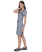 Karl Lagerfeld Paris Women's Stripe-Knit Square-Neck Dress