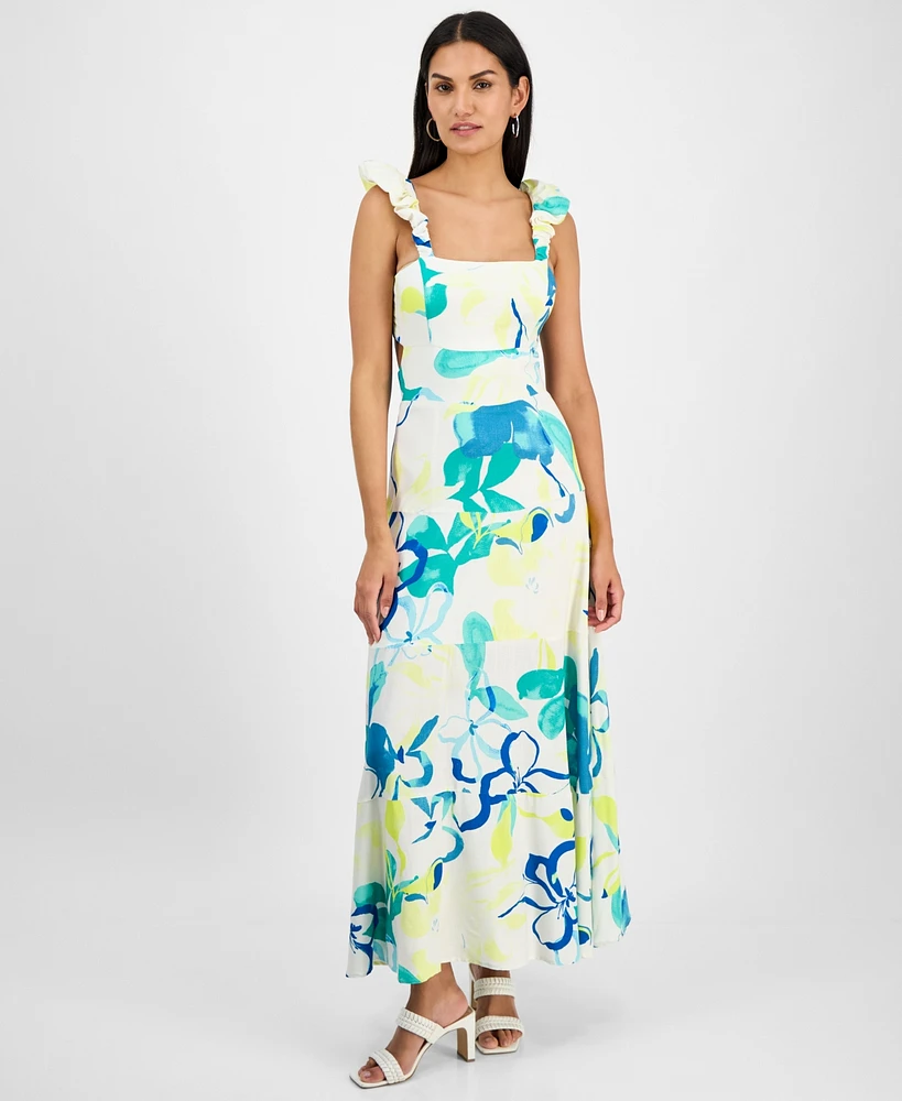 Rachel Roy Women's Printed Ruffle-Sleeve Dress