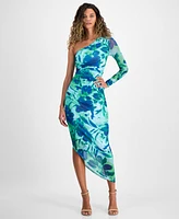 Rachel Roy Women's Quinn Floral Asymmetric Mesh Midi Dress