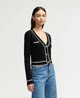 Nvlt Women's Long Sleeve Contrast Trim Cardigan
