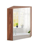 Corner Medicine Cabinet with Mirror Open Door and Adjustable Shelf