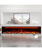 Smart 88" Wall-Mounted Electric Fireplace with Realistic Flame Effects, Dual Heating, and Alexa Compatibility