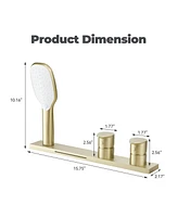 Modern 2-Function Bathtub Faucet Shower Set with Hot/Cold Pressure Balance Valve, Waterfall & Handheld Shower, cUPC Certified, Brushed Gold