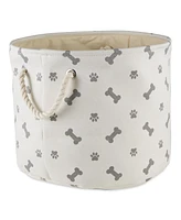 Bone Dry Collapsible Pet Storage Bin with Rope Handles Paw/Bone Print