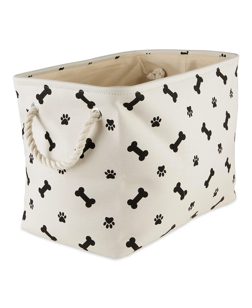 Bone Dry Collapsible Pet Storage Bin with Rope Handles Paw/Bone Print