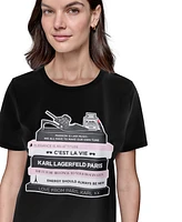 Karl Lagerfeld Paris Women's Karl's Library Crewneck Tee