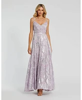 Mac Duggal Women's Braided Strap Ruched Top Gown