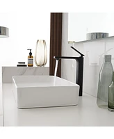 Single Hole Single Handle Bathroom Vessel Sink Faucet With Supply Hose in Matte Black